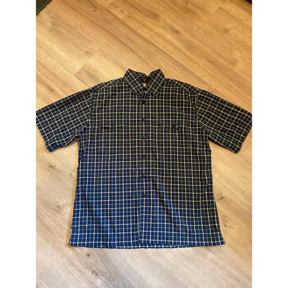 Victorinox Other - Victorinox Swiss Army Shirt XL Navy Blue Yellow Plaid S/S Cotton Utility Rugged